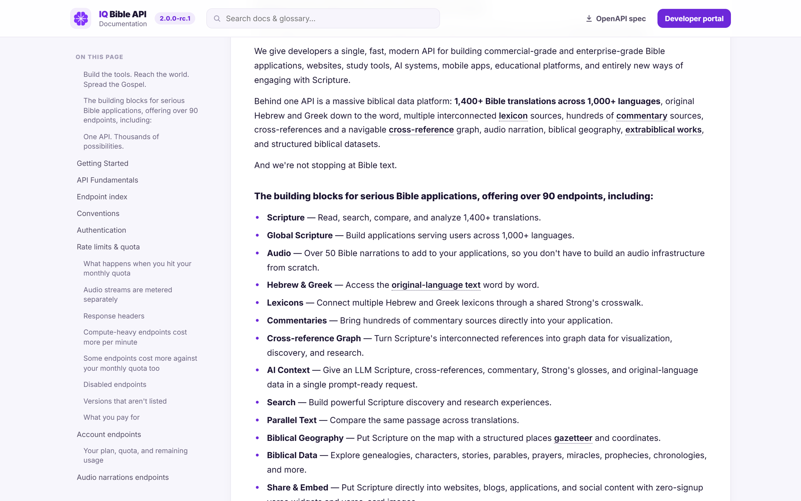The docs’ rate-limits and quota section